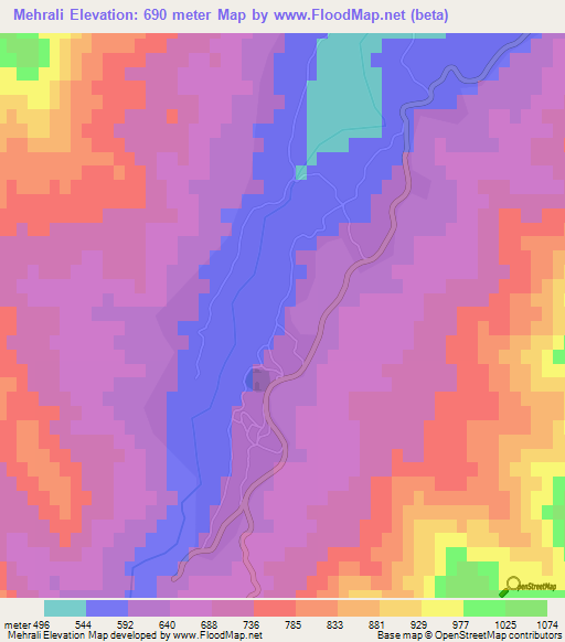 Mehrali,Azerbaijan Elevation Map