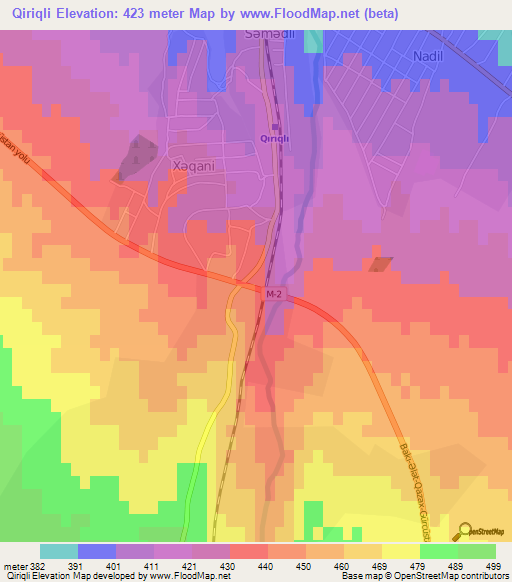 Qiriqli,Azerbaijan Elevation Map