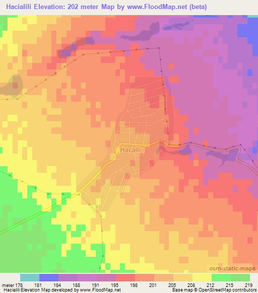Hacialili,Azerbaijan Elevation Map
