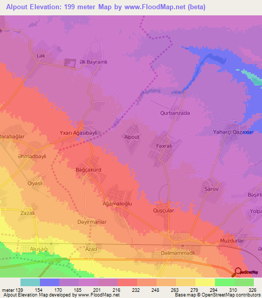 Alpout,Azerbaijan Elevation Map