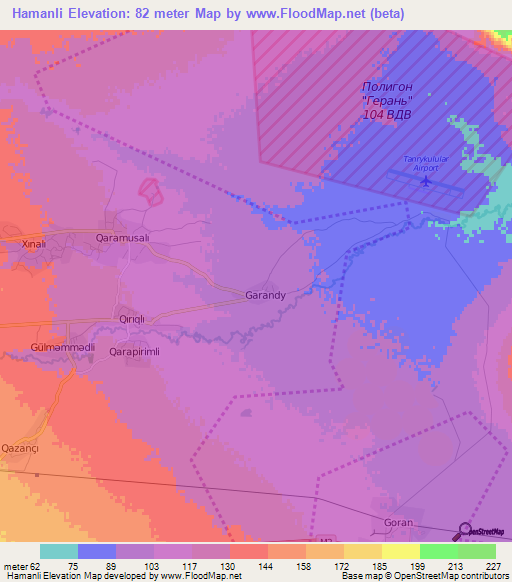 Hamanli,Azerbaijan Elevation Map