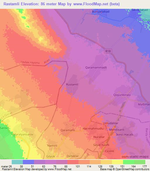 Rastamli,Azerbaijan Elevation Map