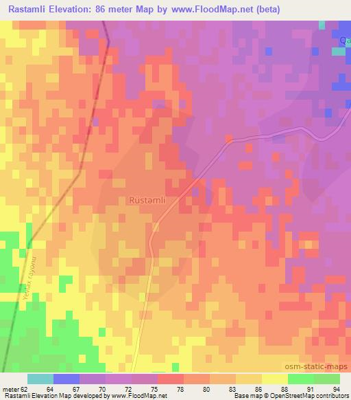 Rastamli,Azerbaijan Elevation Map