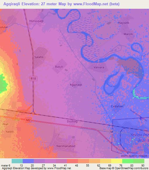 Agqiraqli,Azerbaijan Elevation Map