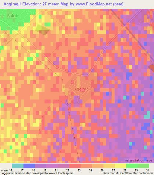 Agqiraqli,Azerbaijan Elevation Map