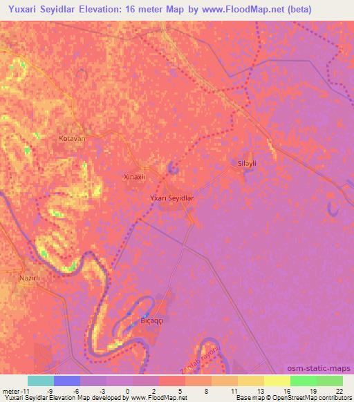 Yuxari Seyidlar,Azerbaijan Elevation Map