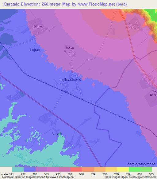 Qaratala,Azerbaijan Elevation Map
