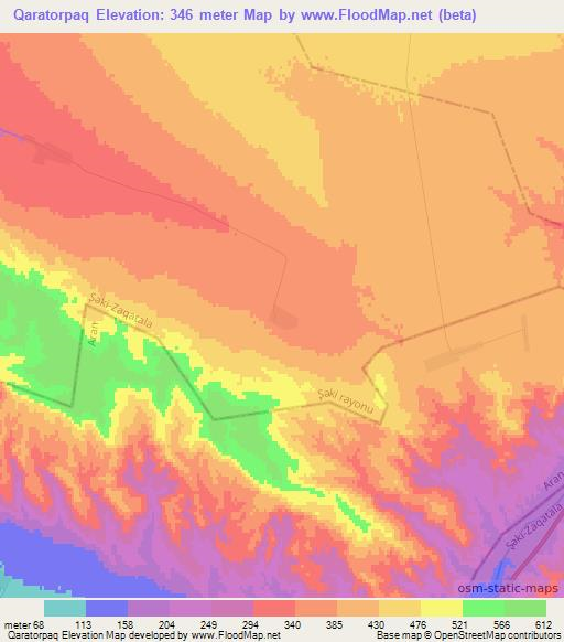 Qaratorpaq,Azerbaijan Elevation Map