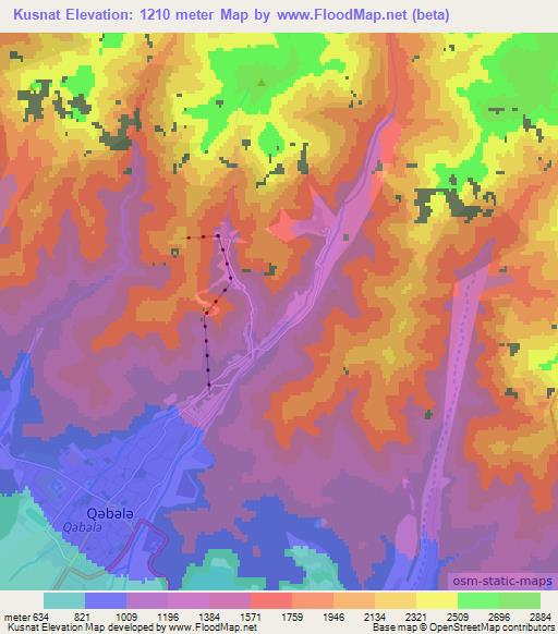 Kusnat,Azerbaijan Elevation Map