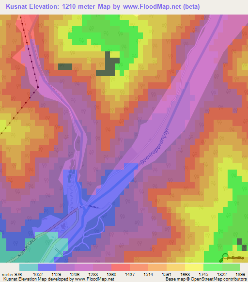 Kusnat,Azerbaijan Elevation Map