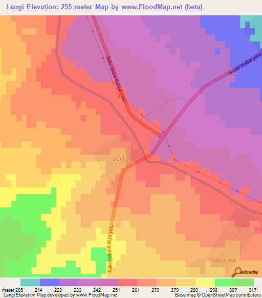 Langi,Azerbaijan Elevation Map