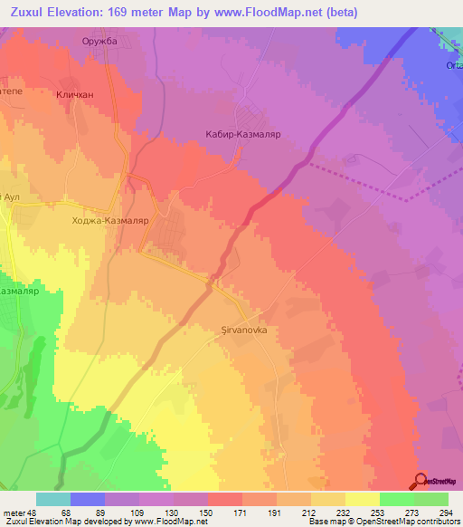 Zuxul,Azerbaijan Elevation Map