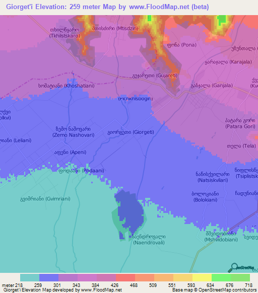 Giorget'i,Georgia Elevation Map