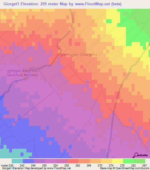 Giorget'i,Georgia Elevation Map
