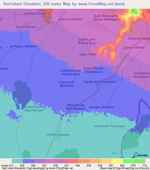 Kart'ubani,Georgia Elevation Map