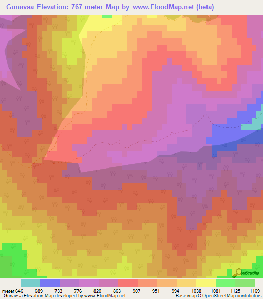 Gunavsa,Azerbaijan Elevation Map
