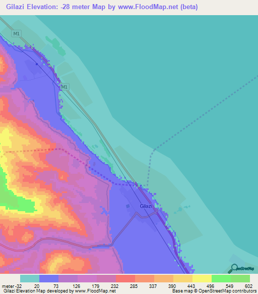 Gilazi,Azerbaijan Elevation Map