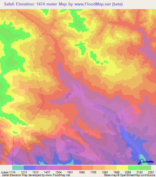 Safali,Azerbaijan Elevation Map