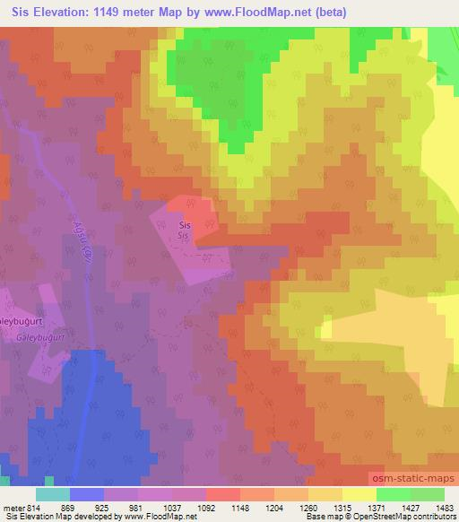 Sis,Azerbaijan Elevation Map