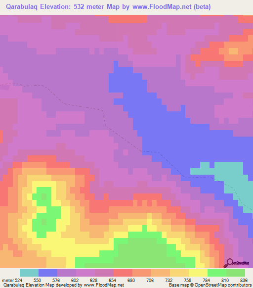 Qarabulaq,Azerbaijan Elevation Map