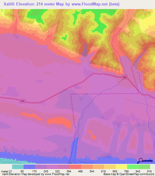 Xalilli,Azerbaijan Elevation Map