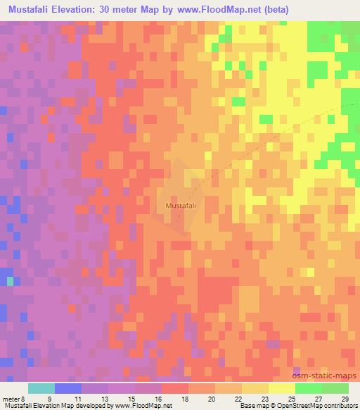 Mustafali,Azerbaijan Elevation Map