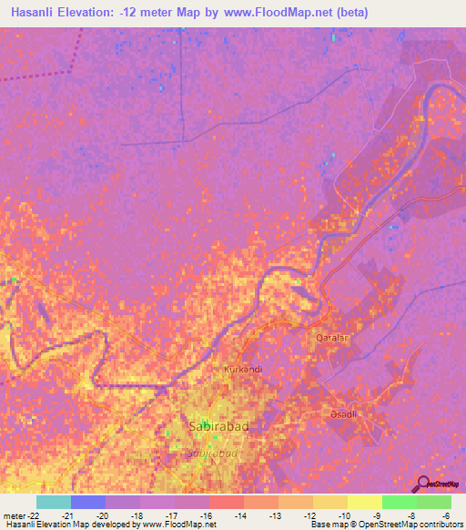Hasanli,Azerbaijan Elevation Map