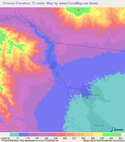 Pirxana,Azerbaijan Elevation Map