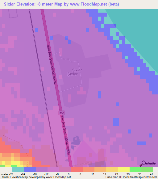 Sixlar,Azerbaijan Elevation Map