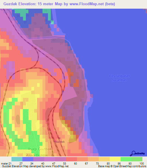 Guzdak,Azerbaijan Elevation Map