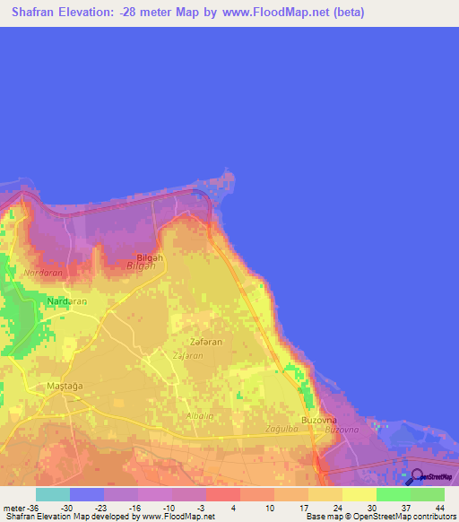 Shafran,Azerbaijan Elevation Map