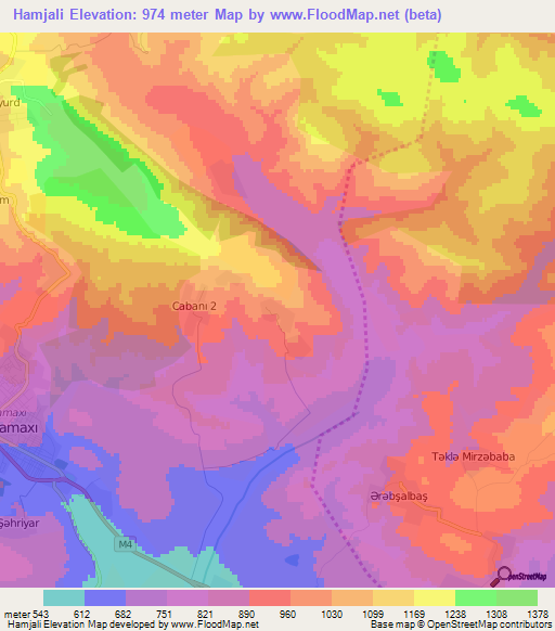 Hamjali,Azerbaijan Elevation Map