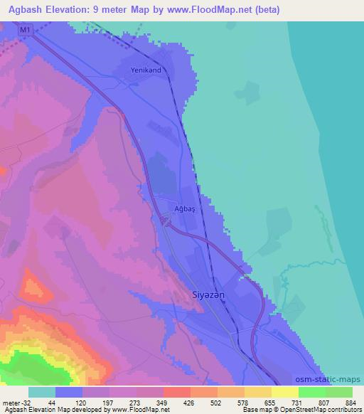 Agbash,Azerbaijan Elevation Map