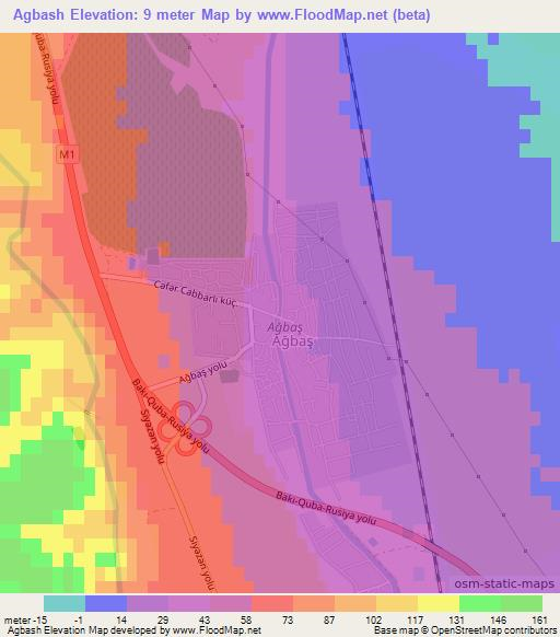 Agbash,Azerbaijan Elevation Map