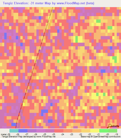 Tengiz,Kazakhstan Elevation Map