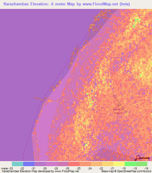Karazhambas,Kazakhstan Elevation Map