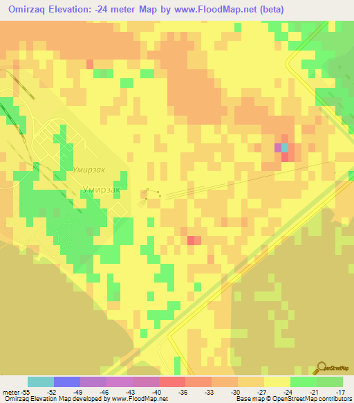 Omirzaq,Kazakhstan Elevation Map