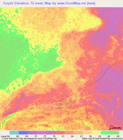 Turysh,Kazakhstan Elevation Map