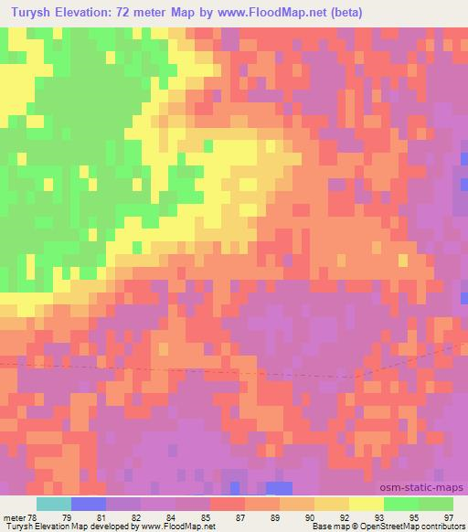 Turysh,Kazakhstan Elevation Map