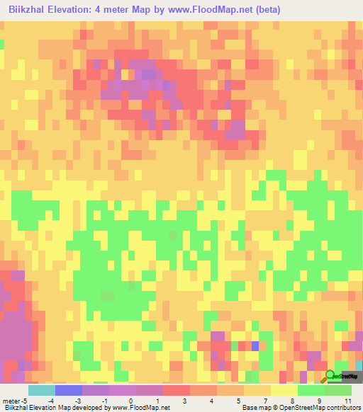 Biikzhal,Kazakhstan Elevation Map