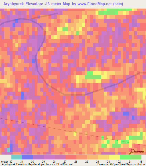 Arynbyurek,Kazakhstan Elevation Map
