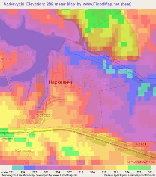 Narkevychi,Ukraine Elevation Map