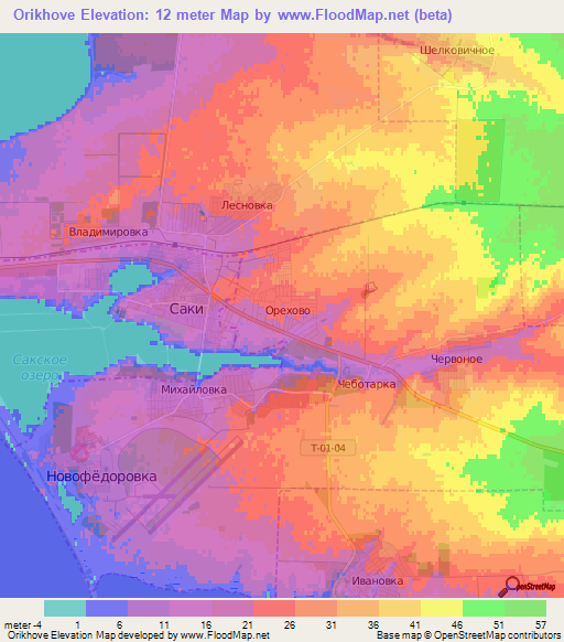 Orikhove,Ukraine Elevation Map