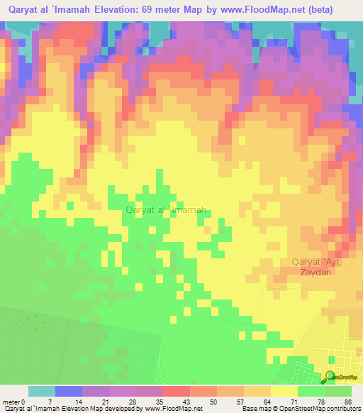 Qaryat al `Imamah,Libya Elevation Map