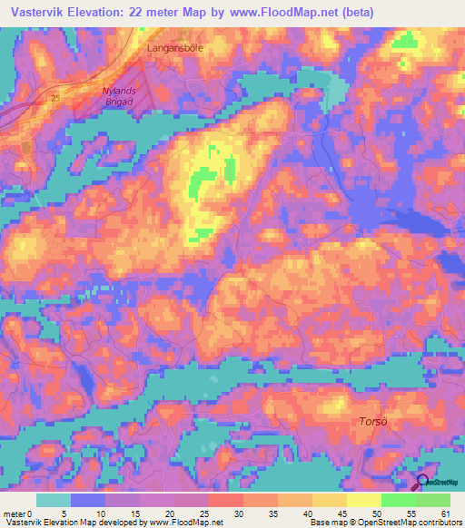 Vastervik,Finland Elevation Map