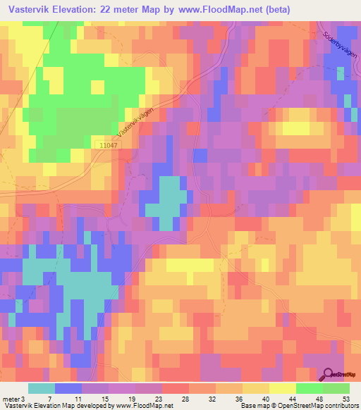 Vastervik,Finland Elevation Map