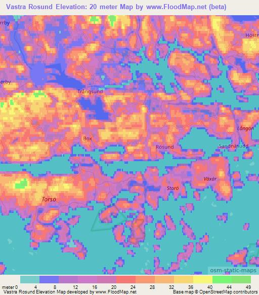 Vastra Rosund,Finland Elevation Map
