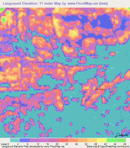 Langosund,Finland Elevation Map