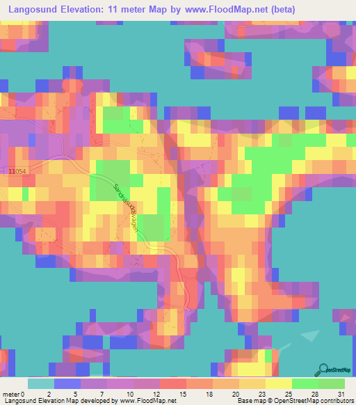 Langosund,Finland Elevation Map
