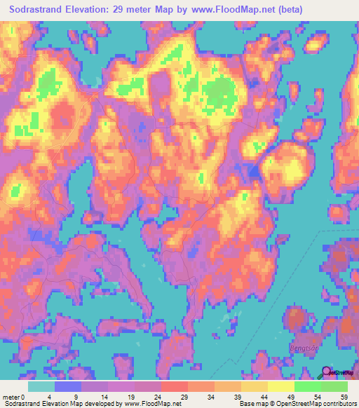 Sodrastrand,Finland Elevation Map